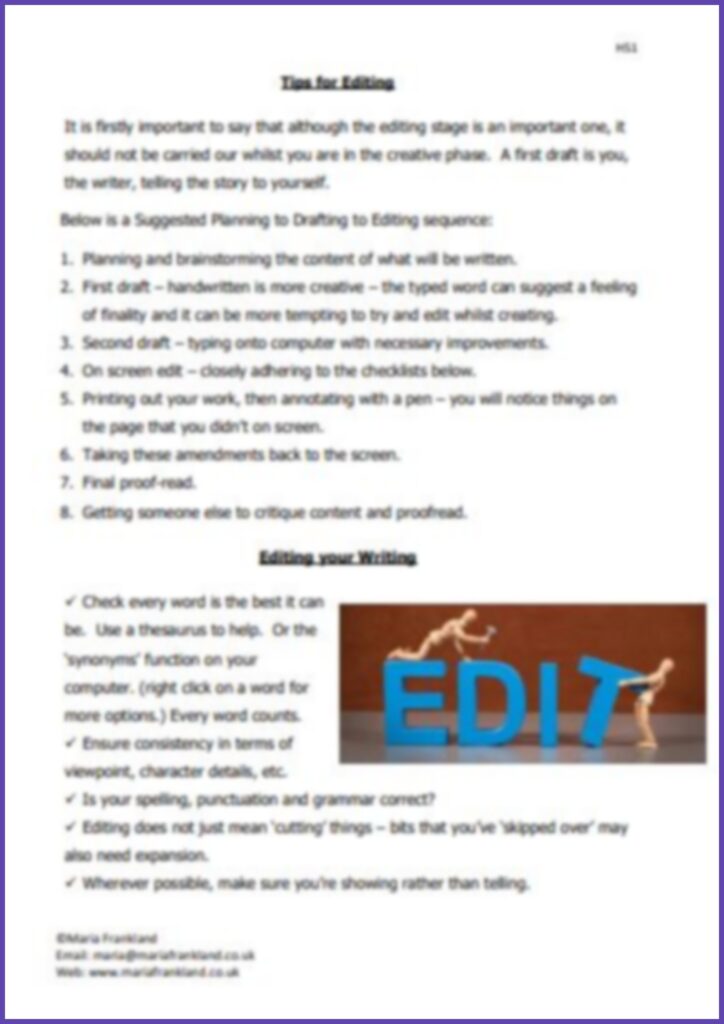99p (2 sheets) Editing and Tightening your Writing HS1